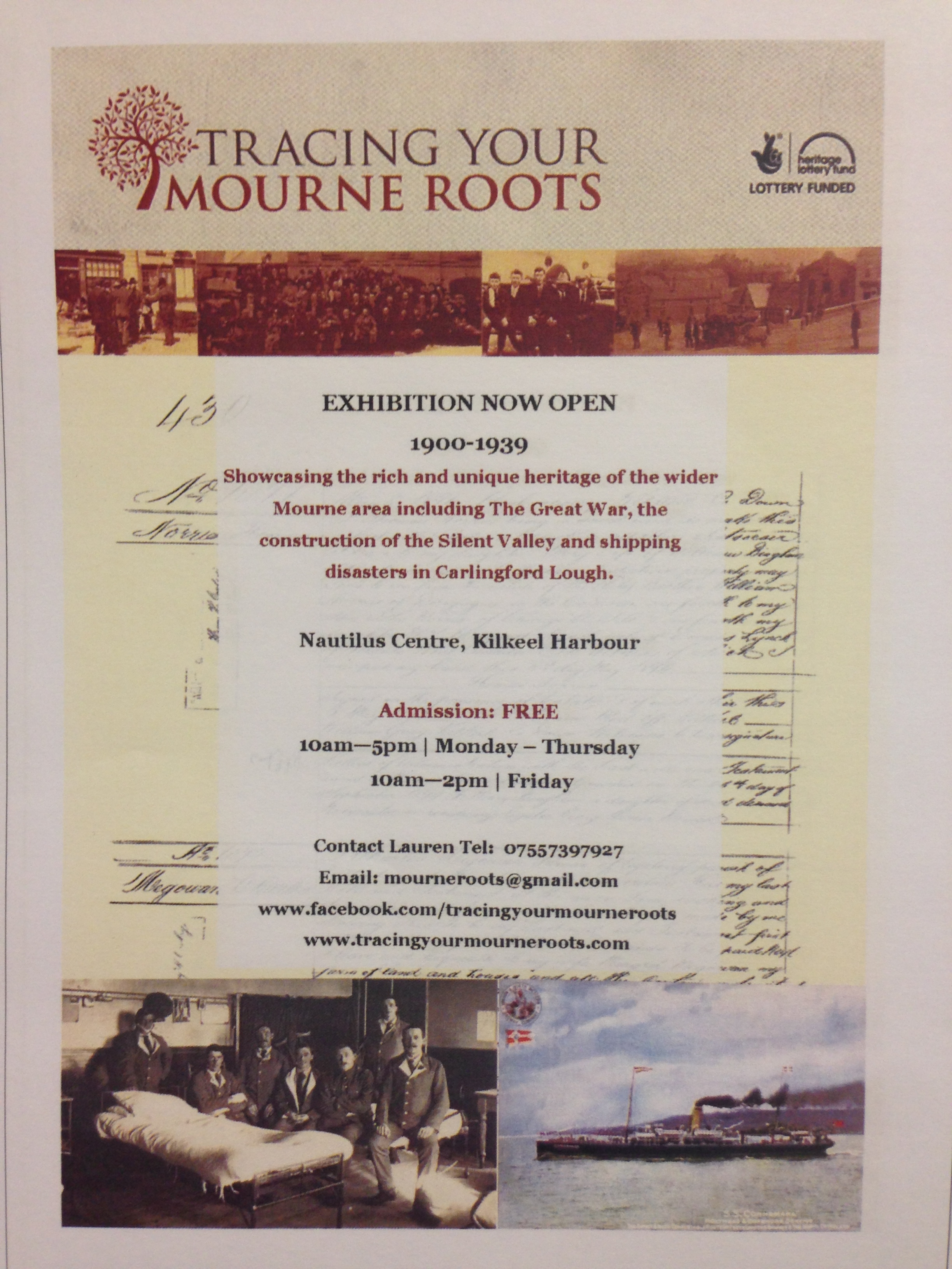 Leaflet to advertise the second TYMR exhibition which looks at life in Mourne between 1900 and 1939
