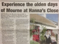 Press release in local paper The Mourne Observer to promote EHODNI with Hanna's Close in September