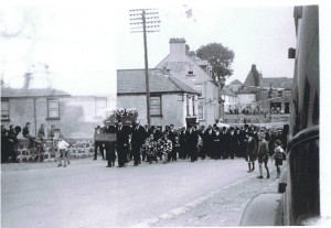 Funeral procession of Captain Campbell coming through Kilkeel Town