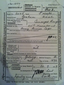 Papers belonging to Uriah Graham, Connaught Rangers