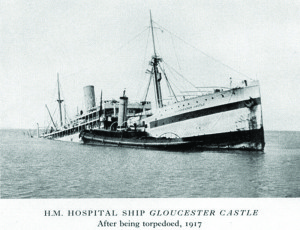 The Gloucester Castle, a hosptial ship which was torpedoed in 1917. This is most likely the ship Dr Floyd was on